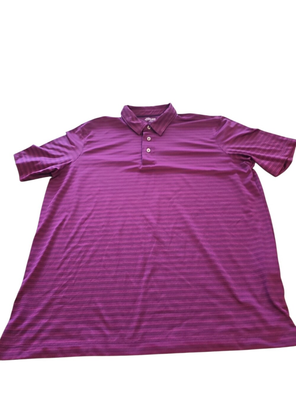 Men's Land's End Traditional Fit Polo Shirt Purple/Burgundy Color Striped Size L